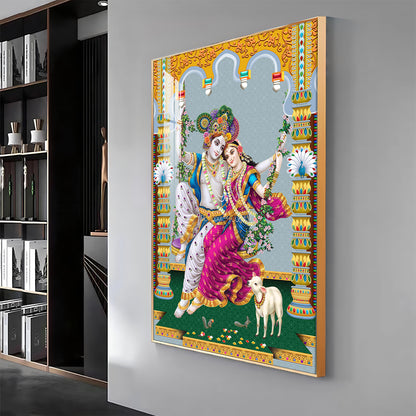 Sacred Radha and Krishna Premium Acrylic Vertical Wall Art