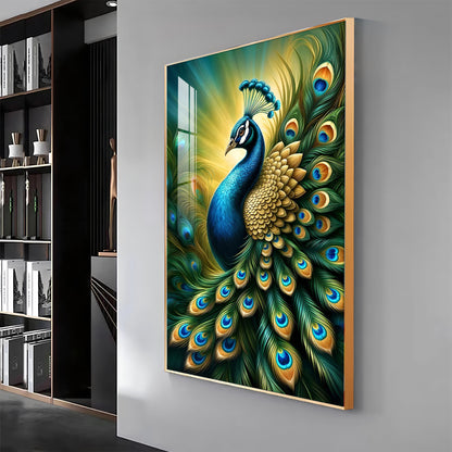 Heavenly Peacock Premium Acrylic Vertical Wall Art