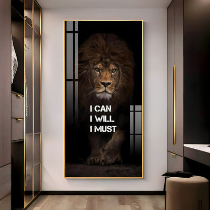 Be Like a Lion Premium Acrylic Vertical Wall Art - 30X16 inches / Gold