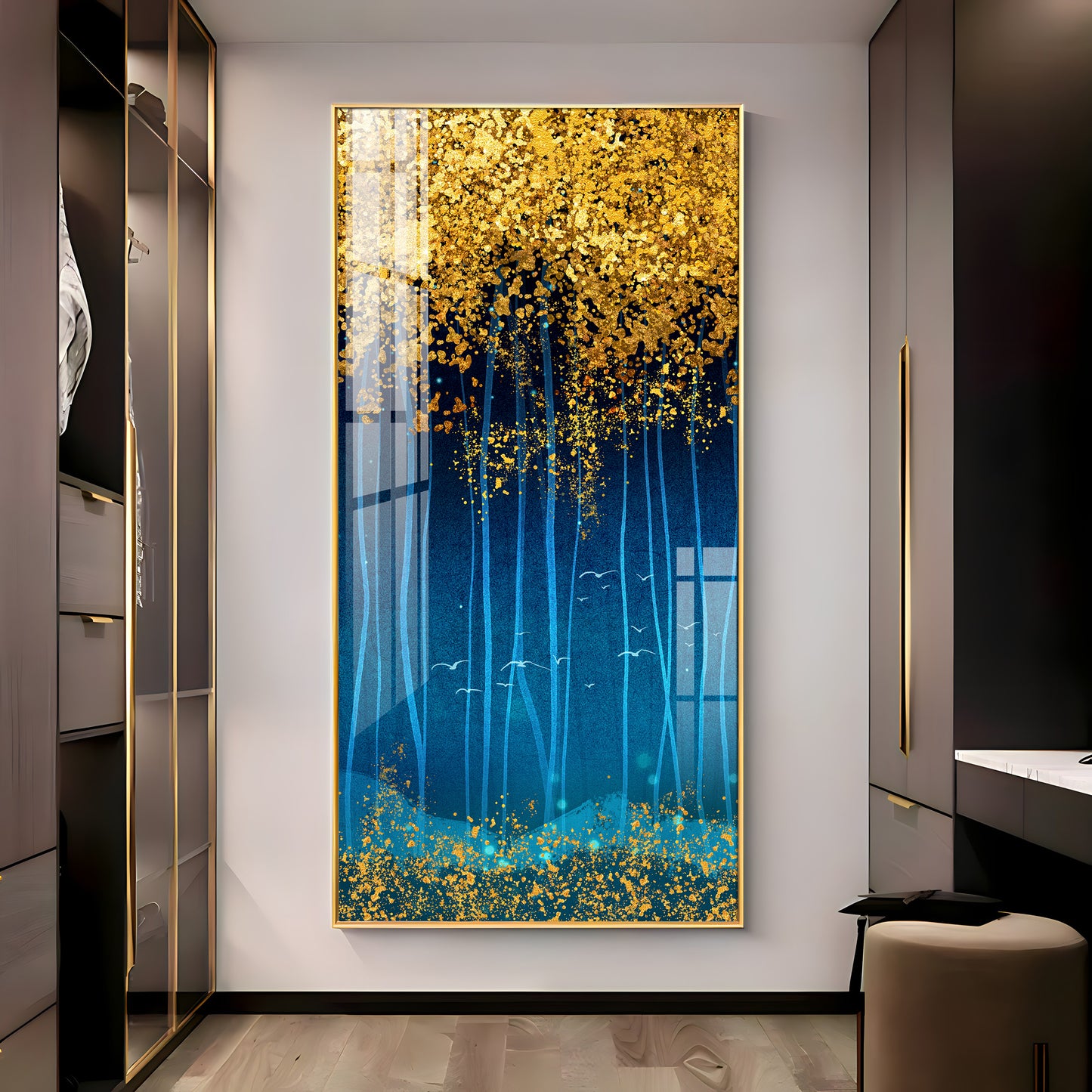 Sparkling Leaves Premium Acrylic Vertical Wall Art