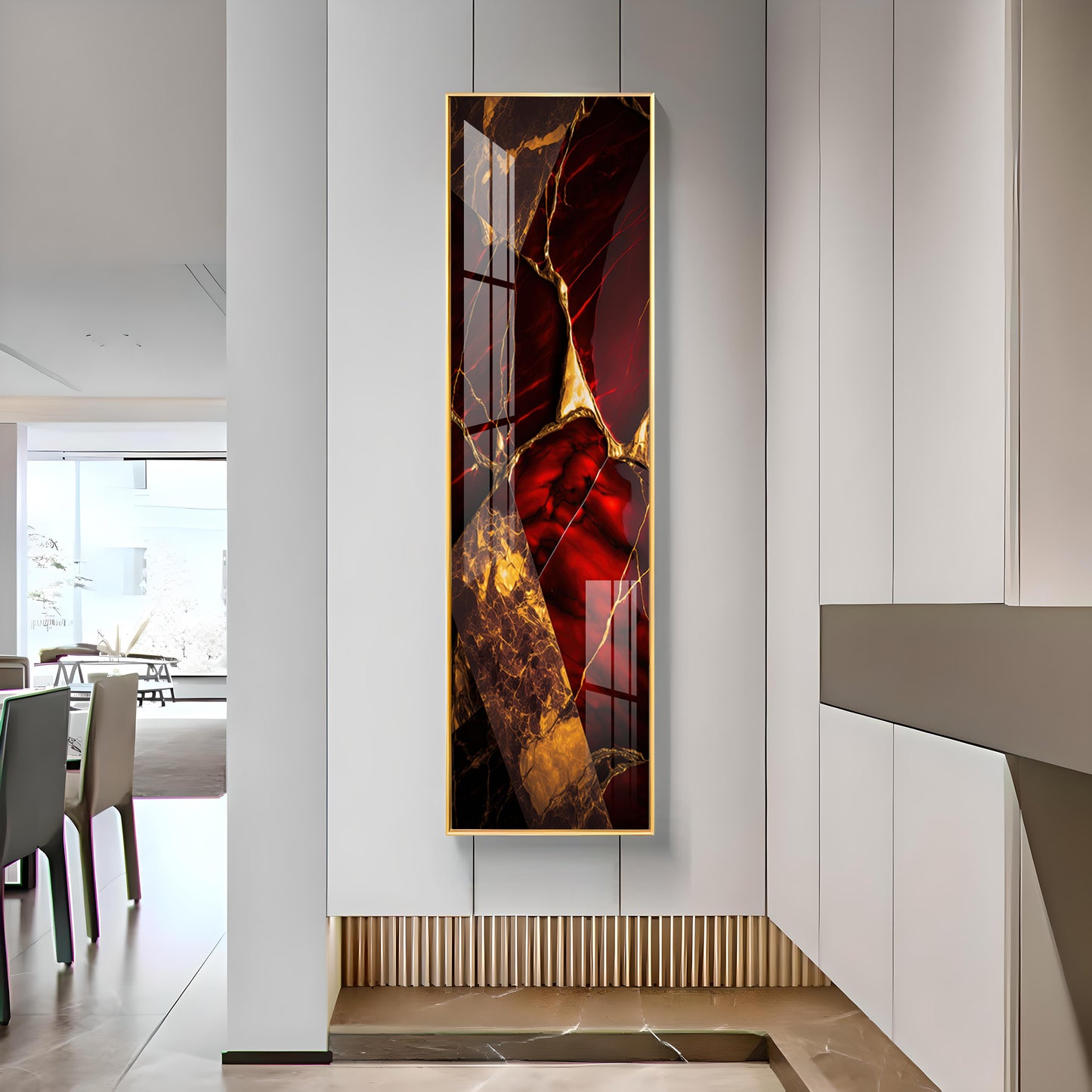 Gold & Red Tones Premium Acrylic Vertical Wall Art