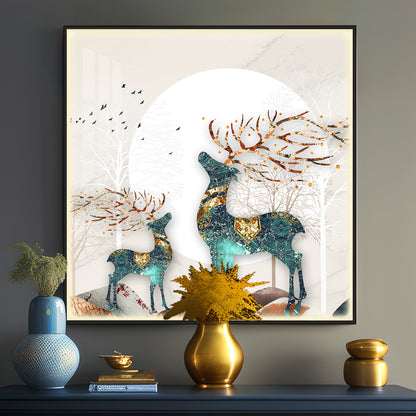 Deer Decorative Luxury Crystal Square Wall Art