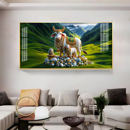 Sacred Nandi In Valley Premium Acrylic Horizontal Wall Art