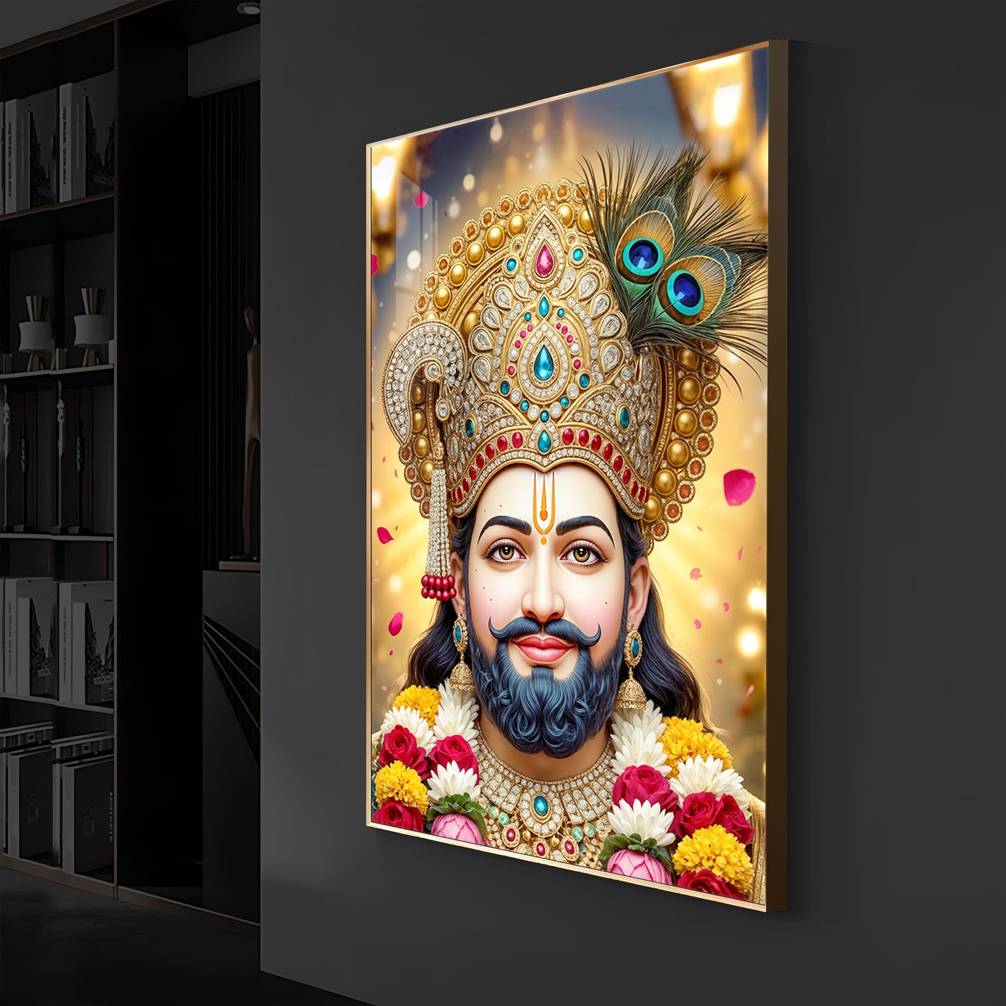 Jai Shri Shyam Modern Luxury Backlight Vertical Wall Art