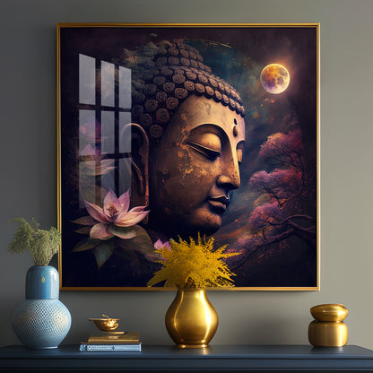 Lord Buddha Peaceful Premium Acrylic Square Wall Art