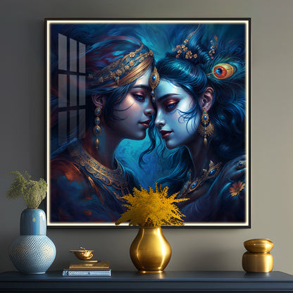 Magical Radha Krishna Luxury Crystal Square Wall Art