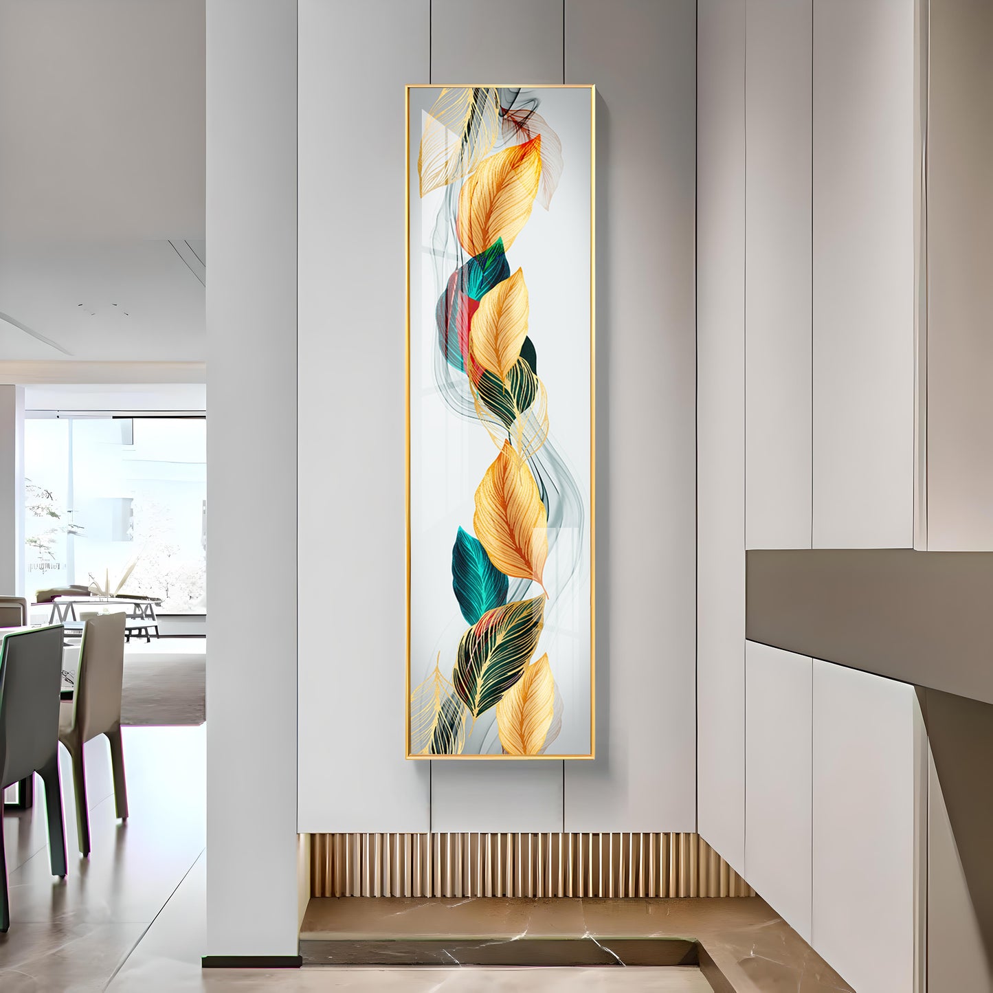 Flowing Leaves Premium Acrylic Vertical Wall Art