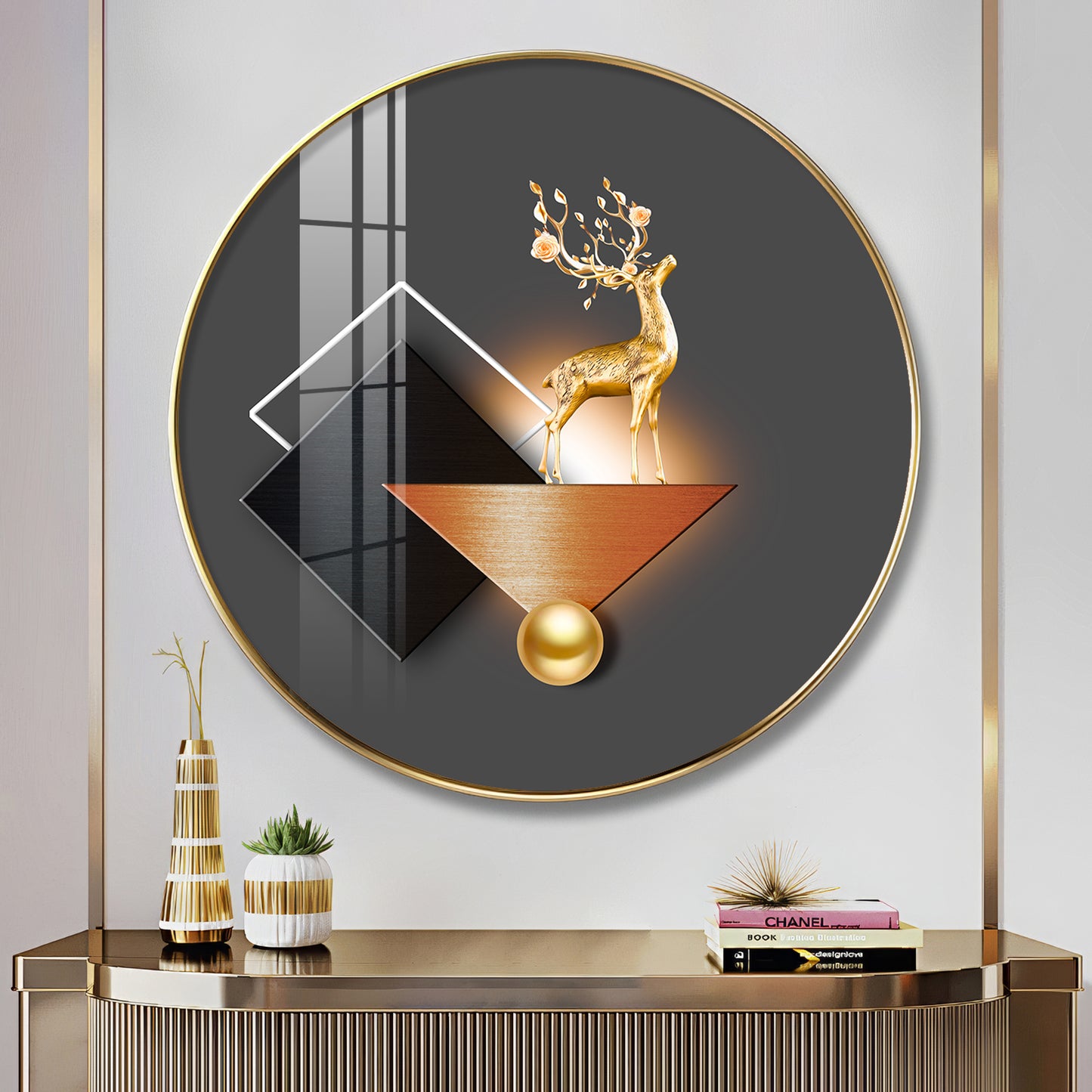 Antler Aesthetic Premium Acrylic Round Wall Art