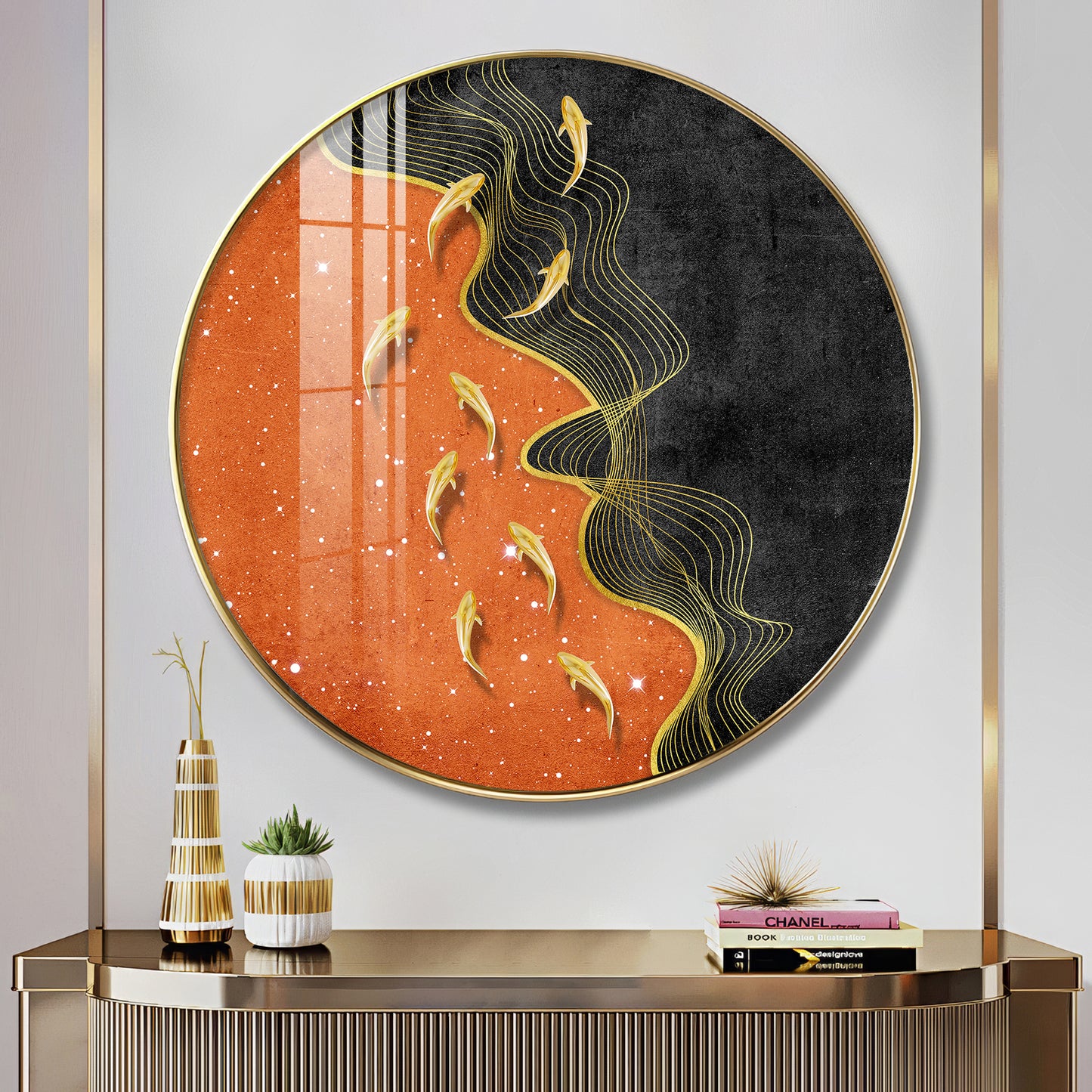 Goldfish Delight Premium Acrylic Round Wall Art