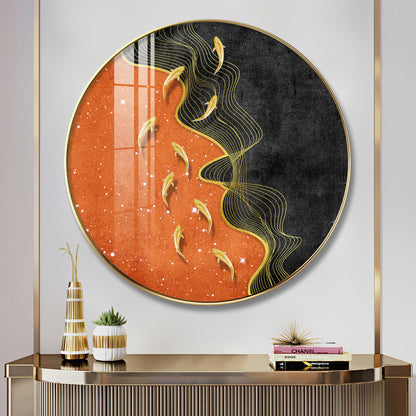 Goldfish Delight Premium Acrylic Round Wall Art