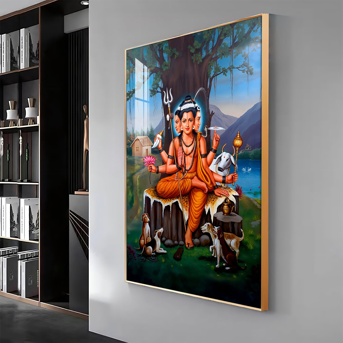 Lord Dattatreya Portray Premium Acrylic Vertical Wall Art