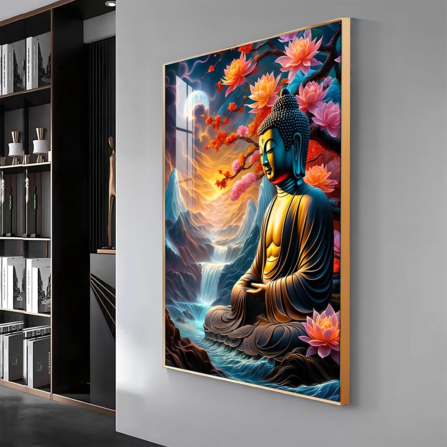 Sitting Buddha Under The Tree Premium Acrylic Vertical Wall Art