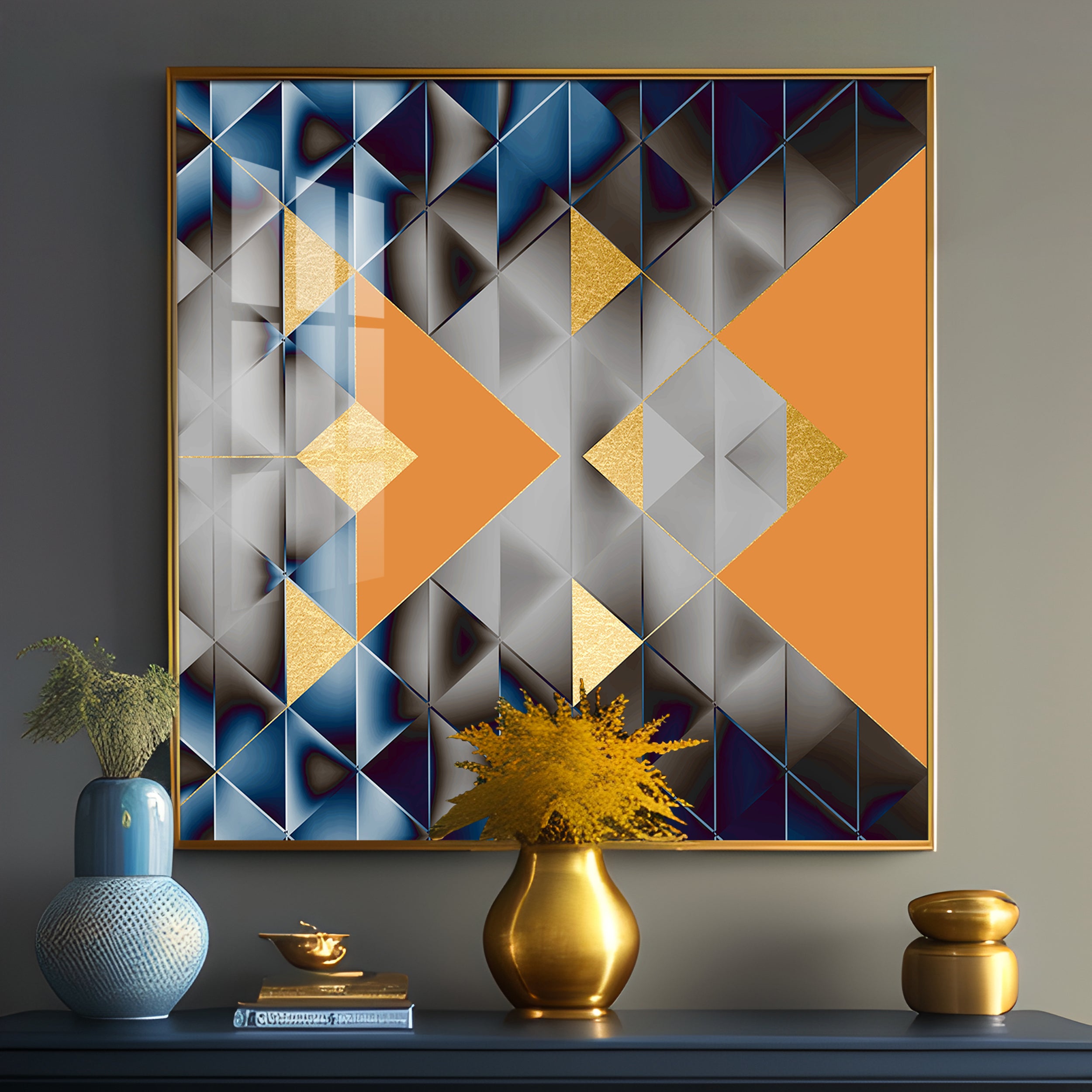 Watercolor Block Geometric Premium Acrylic Square Wall Art