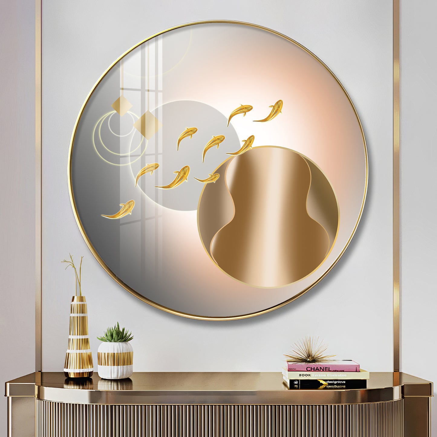 Circle of Fins Premium Acrylic Round Wall Art