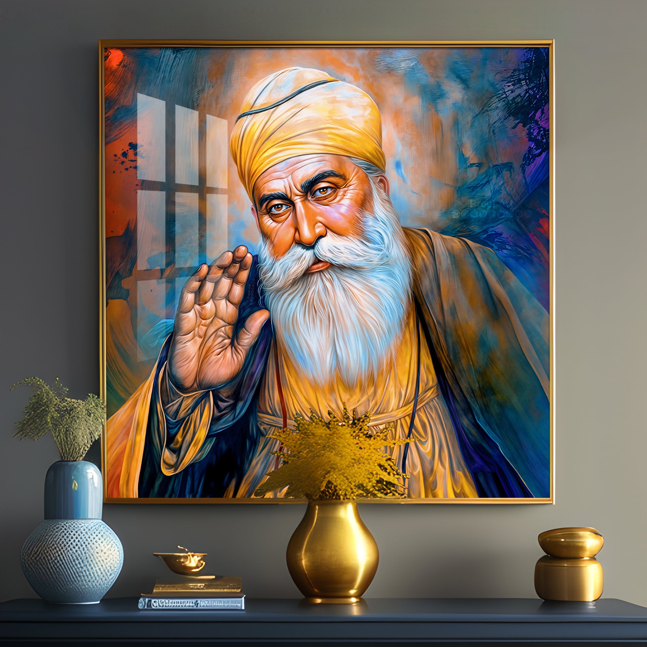 Abstract of Guru Nanak Dev Ji Premium Acrylic Square Wall Art