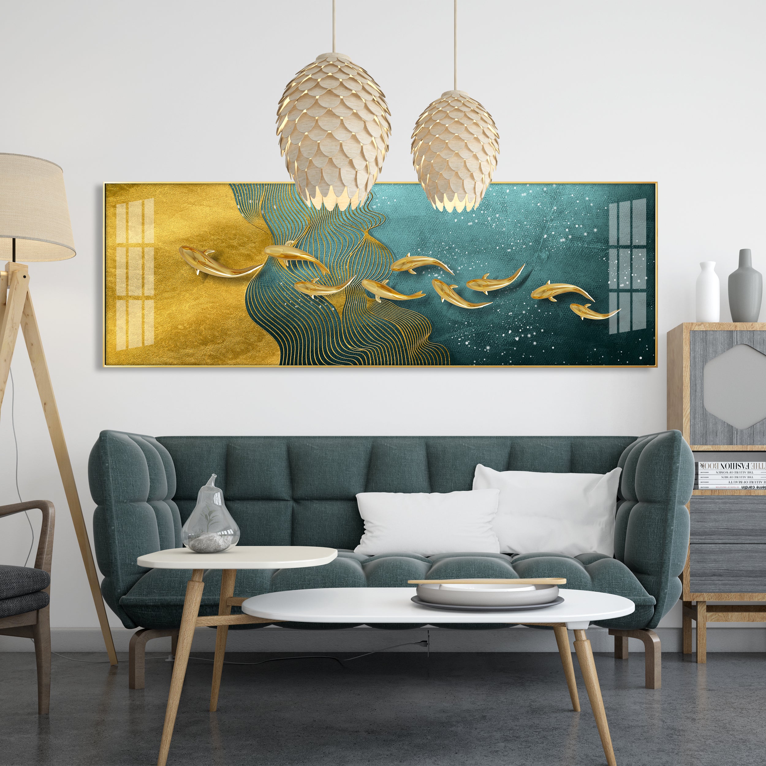 Chasing The Gold Luxury Crystal Horizontal Wall Art