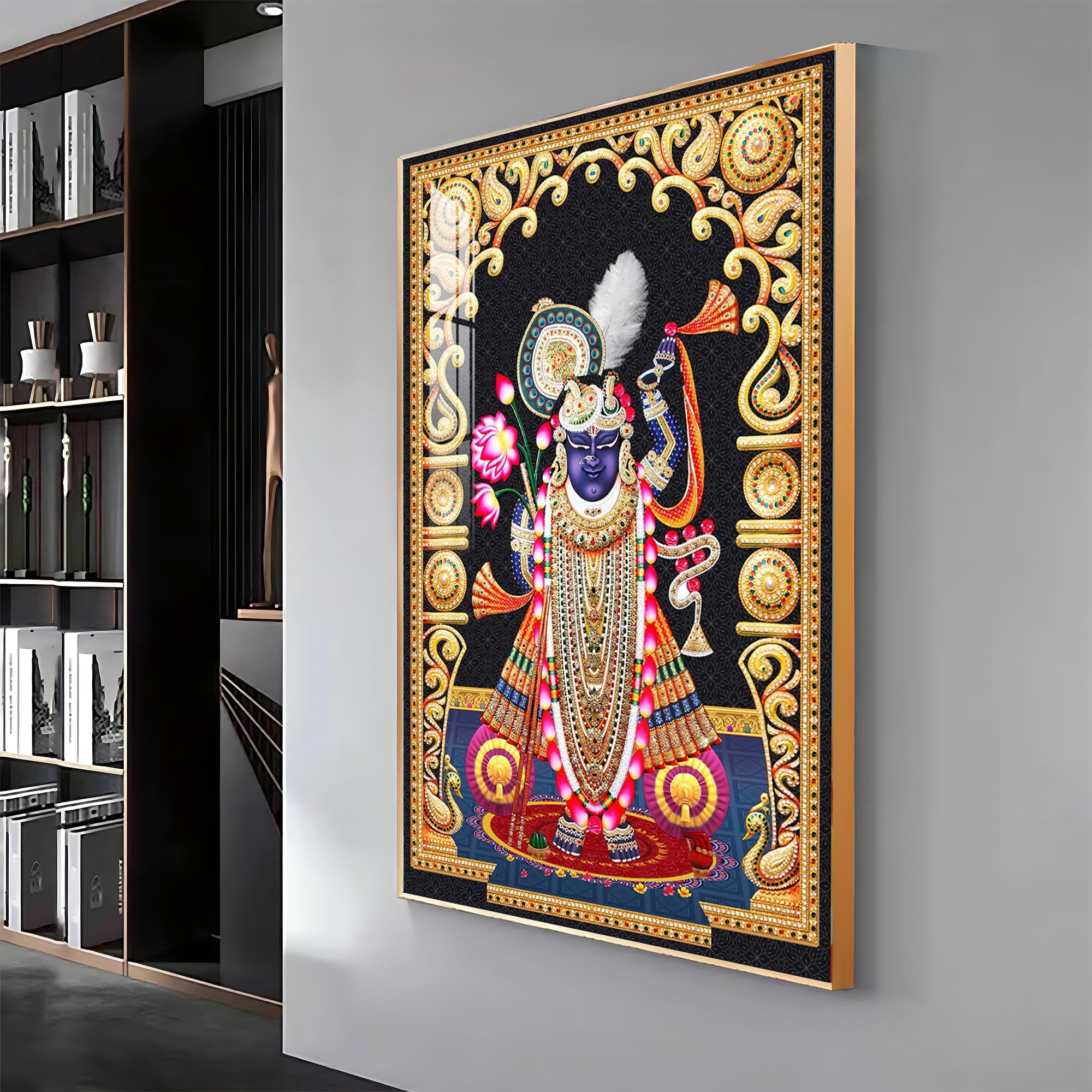 Celestial Krishna Premium Acrylic Vertical Wall Art