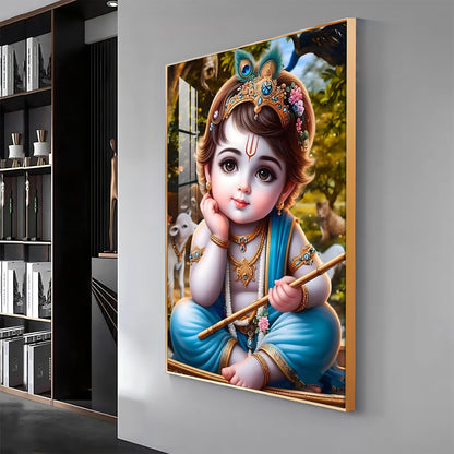 Little Krishna Reverberations Premium Vertical Acrylic Wall Art