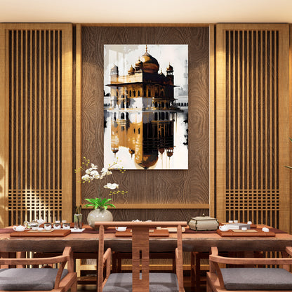 Shades of Golden temple Acrylic Wall Art