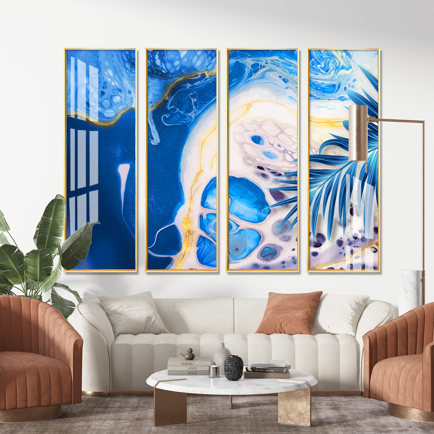 Art of Blue Premium Acrylic Vertical Wall Art (set of 4)