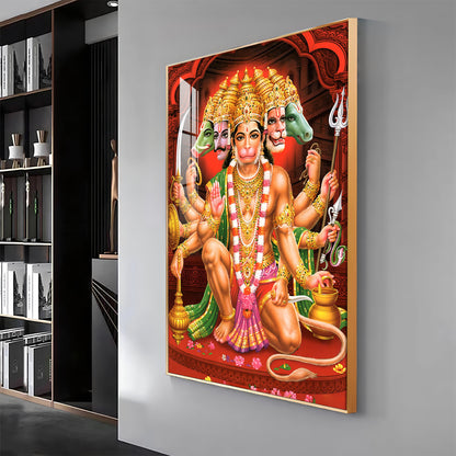 Divine Presence Of Lord Hanuman Premium Vertical Acrylic Wall Art