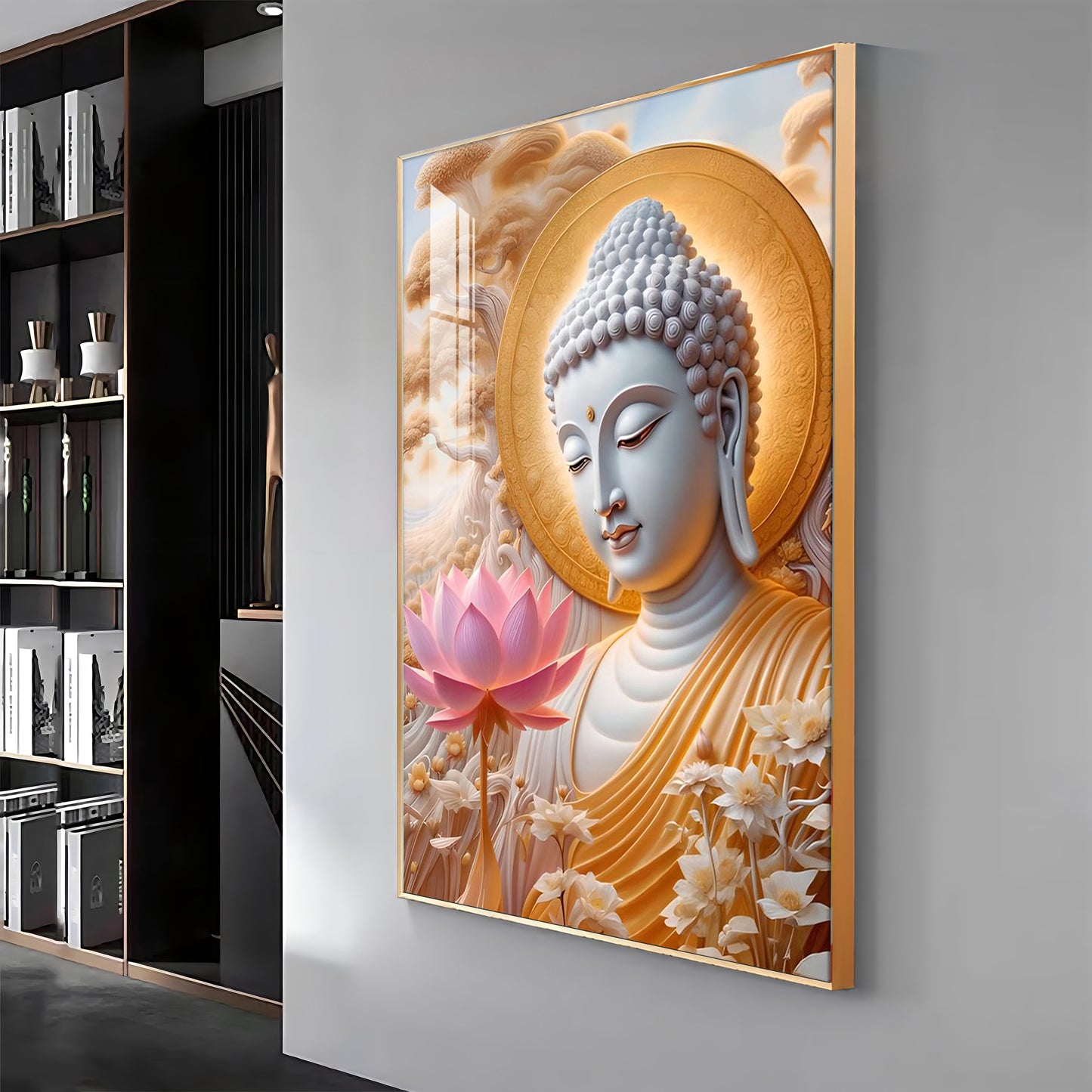 Dharvika Buddha Premium Acrylic Vertical Wall Art