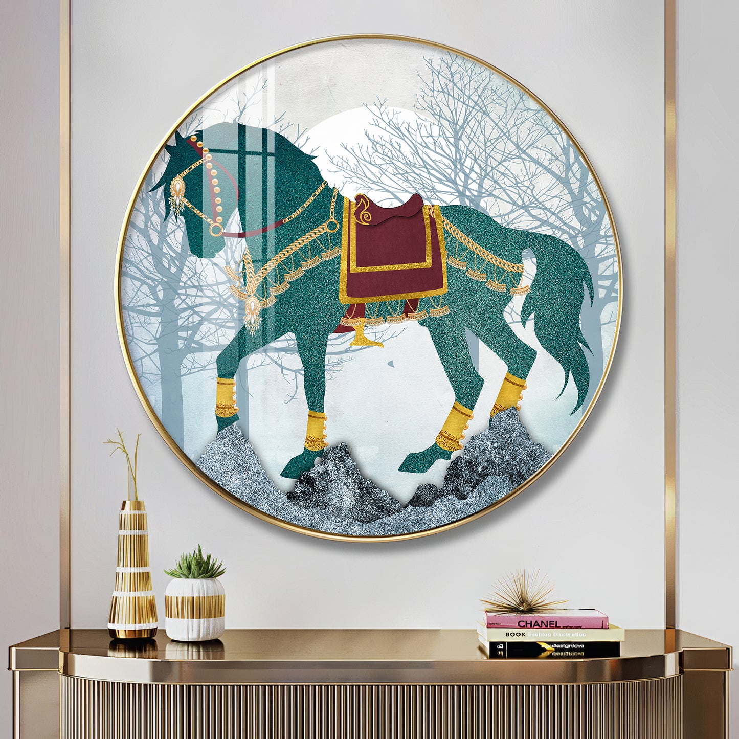 Horse Haven Premium Acrylic Round Wall Art
