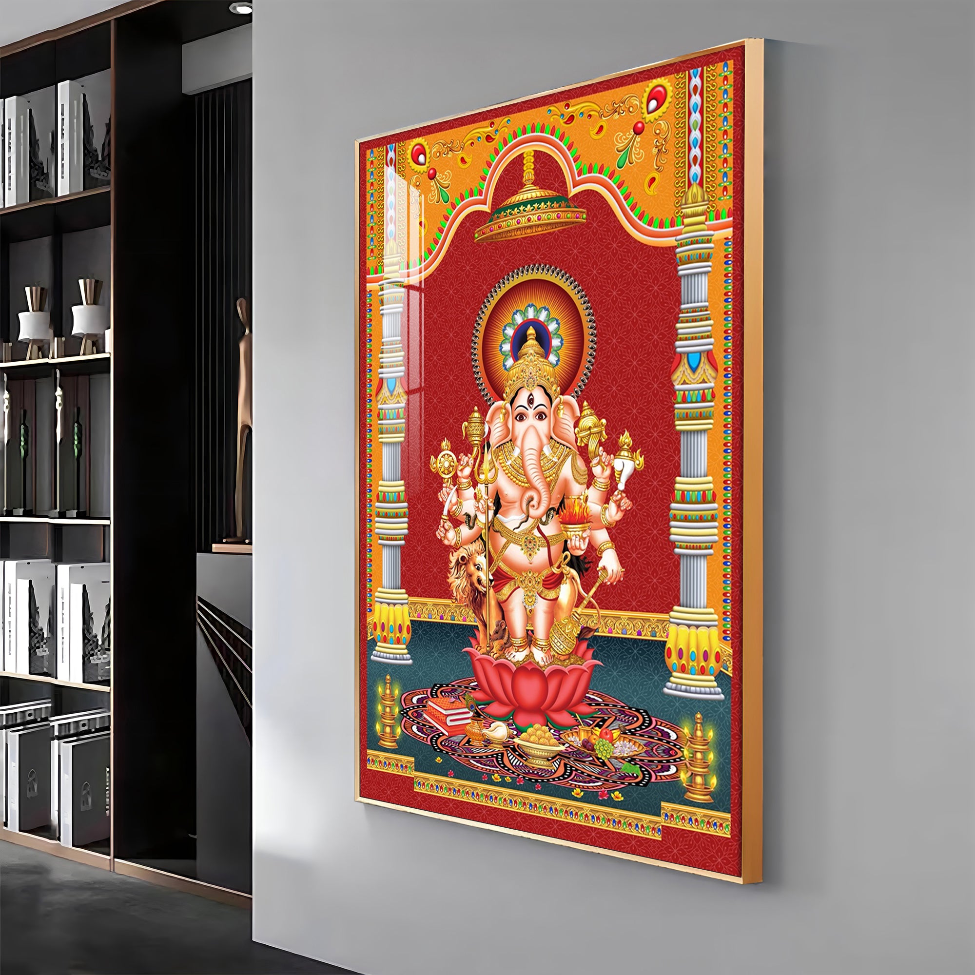 Lord Ganesh Blessings Premium Acrylic Vertical Wall Art