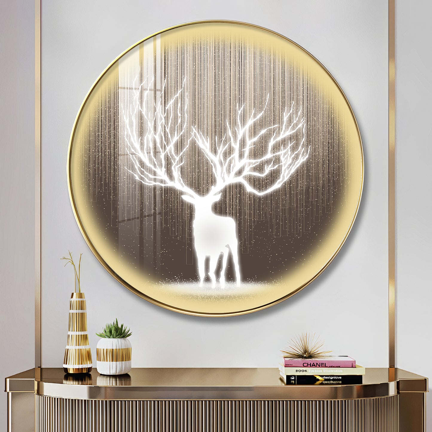 Antlered Reflection Premium Acrylic Round Wall Art