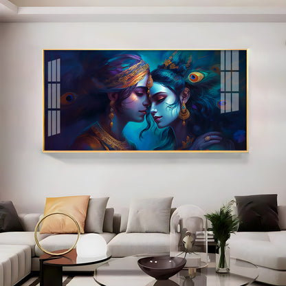 Quardro Radha Krishna Premium Acrylic Horizontal Wall Art