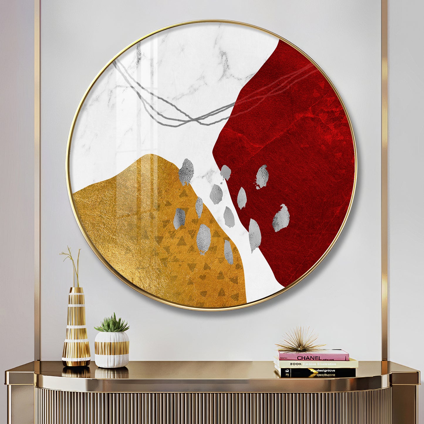 Crimson Elegance Premium Acrylic Round Wall Art