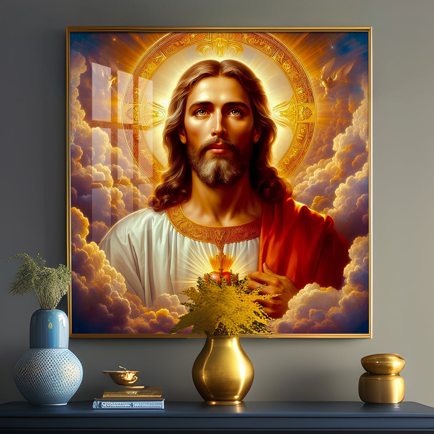 Holy Jesus Premium Acrylic Square Wall Art