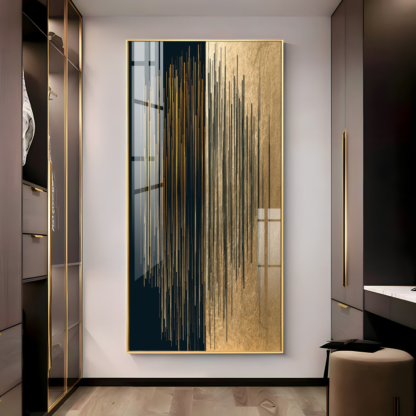 Black & Golden Textured Premium Acrylic Vertical Wall Art