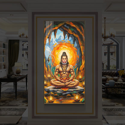 Lord Hanuman Ji Modern Luxury Backlight Vertical Wall Art