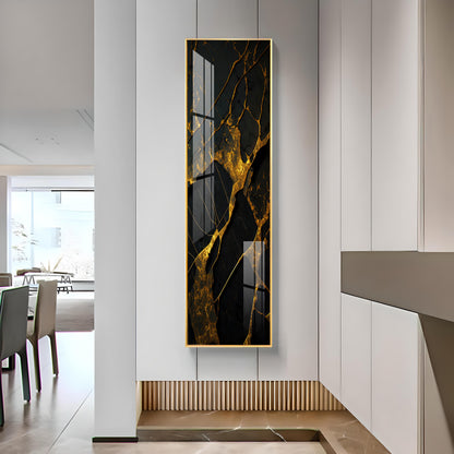 Golden Crack Pattern Premium Acrylic Vertical Wall Art
