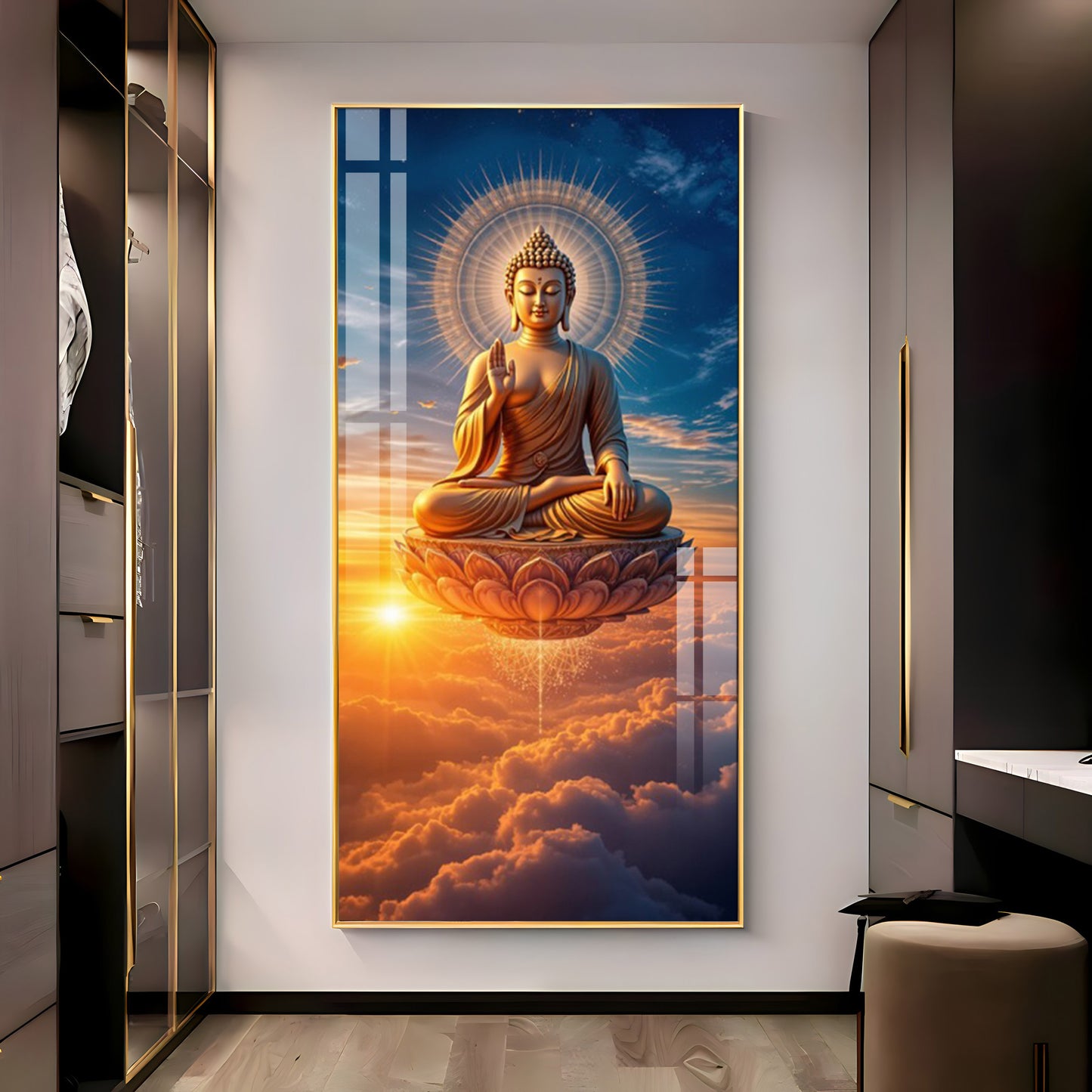 Buddha In The Clouds Premium Acrylic Vertical Wall Art