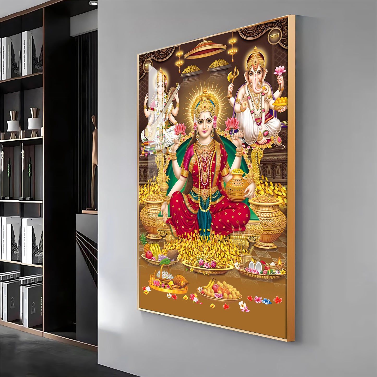 Goddess Maha Laxmi Ji Premium Acrylic Vertical Wall Art