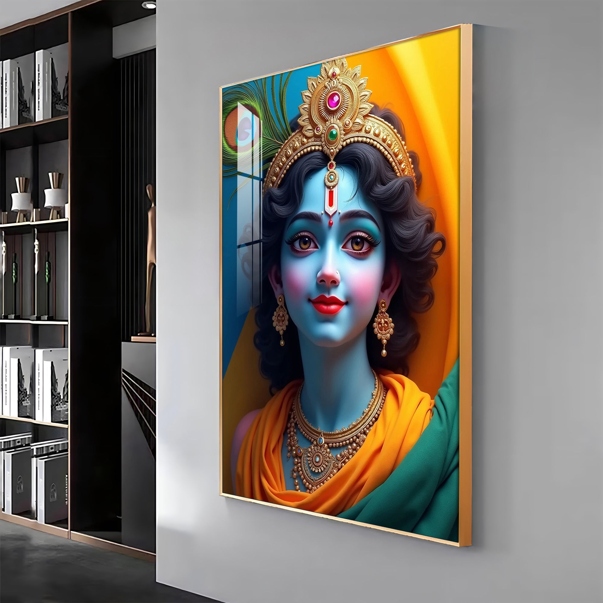 Krishna in Vivid Hues Premium Acrylic Wall Art