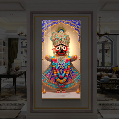 Jai Shri Jagannath Ji Modern Luxury Backlight Vertical Wall Art