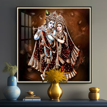 Lovely Radha Krishna Luxury Crystal Square Wall Art