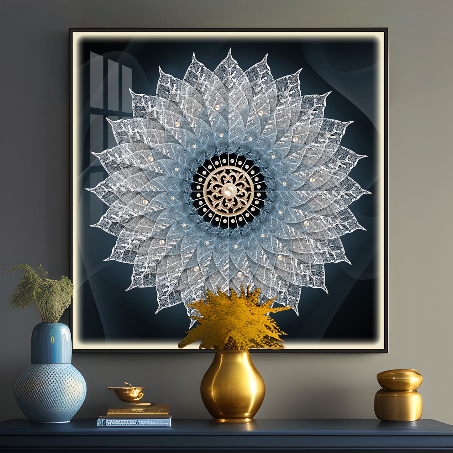 Flower Mandala Luxury Crystal Square Wall Art