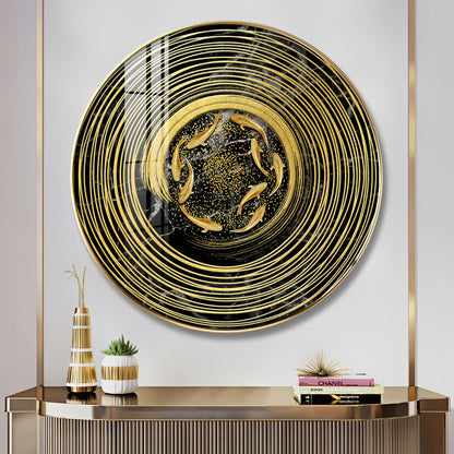 Koi In Spiral Premium Acrylic Round Wall Art