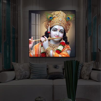 Divine Shree Krishna Modern Luxury Backlight Square Wall Art