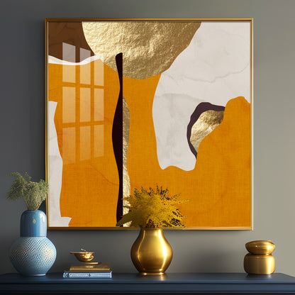 Modern Abstract Gold Luxury Interior Premium Acrylic Square Wall Art