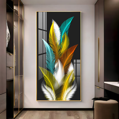 Sparkling Feathers Premium Acrylic Vertical Wall Art