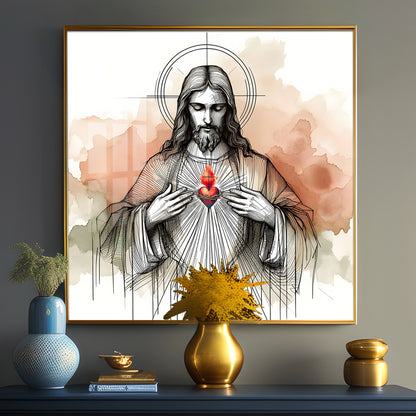 Sketch Spirit of Jesus Premium Acrylic Square Wall Art