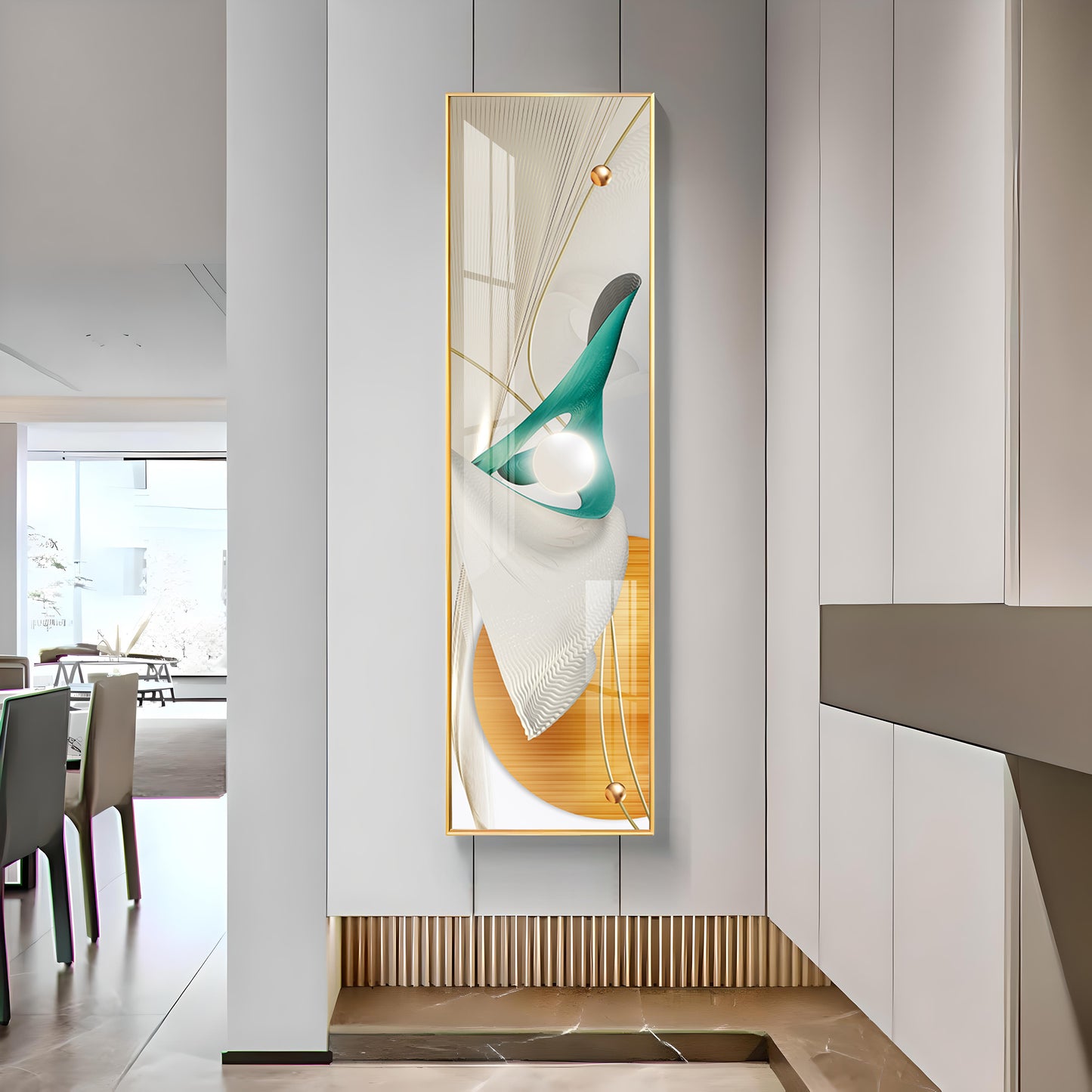 Nordic Abstract Golden Premium Acrylic Vertical Wall Art