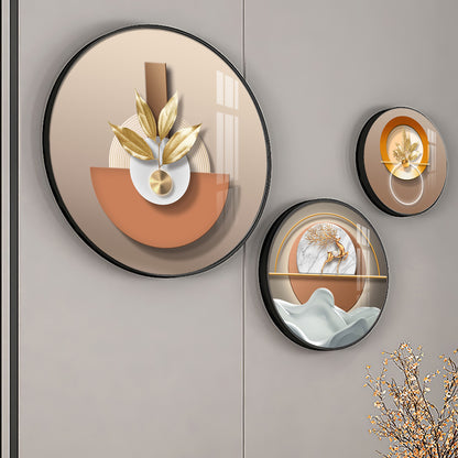 Golden Plant Puups Premium Acrylic Round Wall Art (Set of 3)