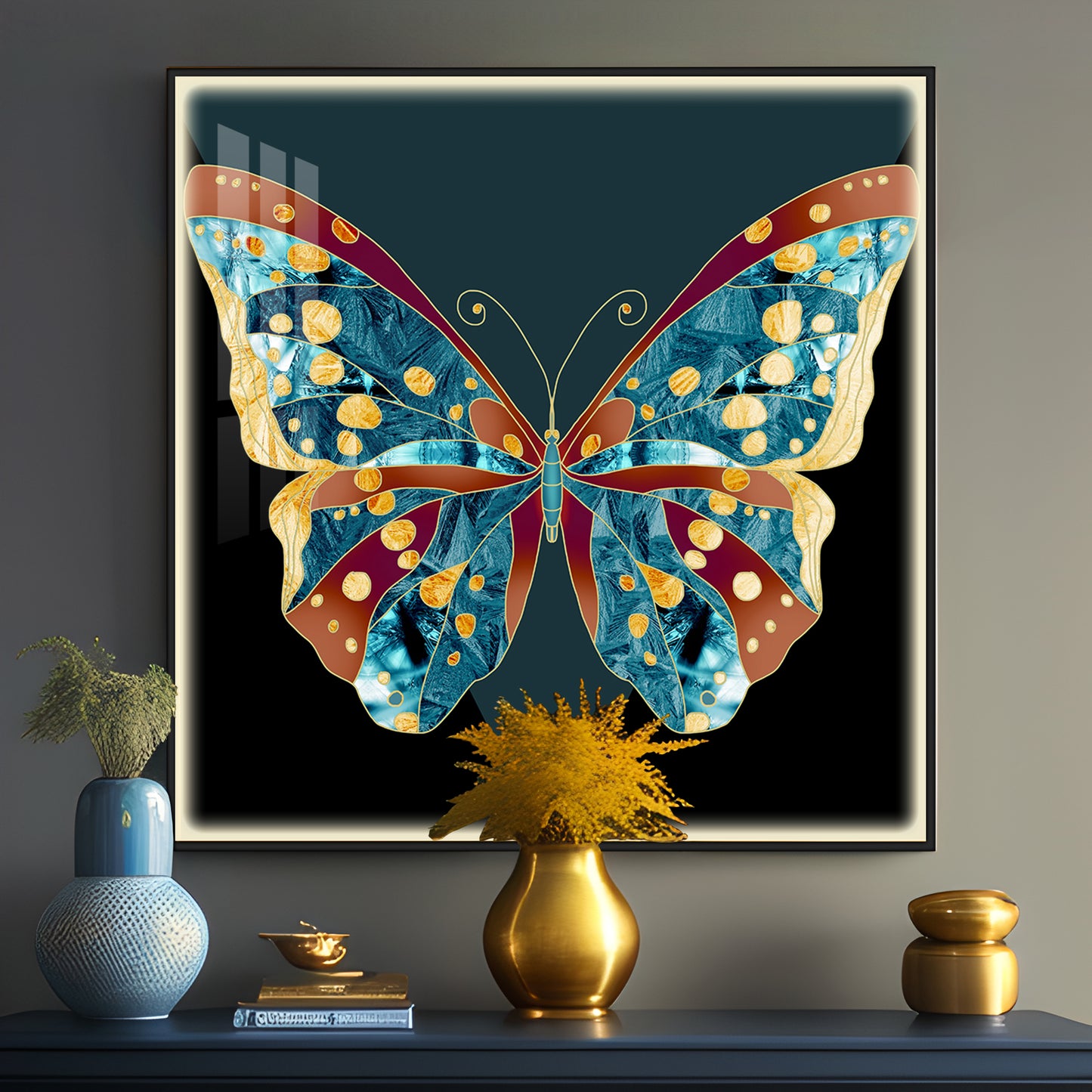 Sparkling Butterfly Luxury Crystal Square Wall Art