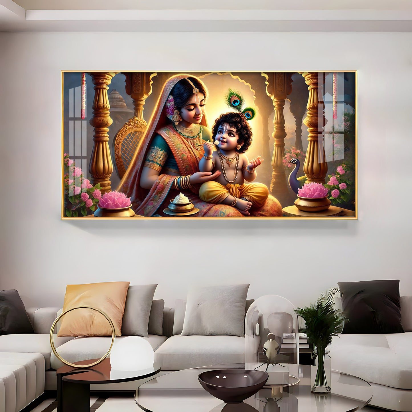 Kanha With Maa Yashoda Premium Acrylic Horizontal Wall Art